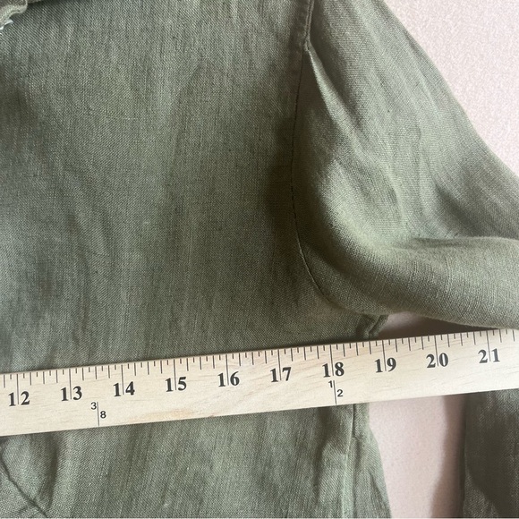 Elena Baldi NEW Green Army Oversized 100% Pure Linen Italian Dress Midi Medium - Picture 12 of 16